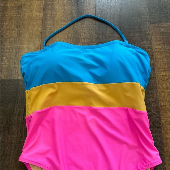 J.Crew Bandeau One-Piece in Colorblock Swimsuit Size 12 - Picture 3 of 9